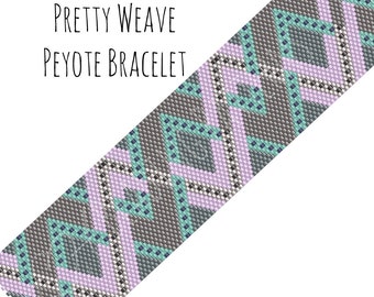 Beadweaving Bracelet Pattern, Pretty Weave Peyote Bracelet Pattern, Digital PDF Pattern - Buy 4 get 1 FREE - Instant Download