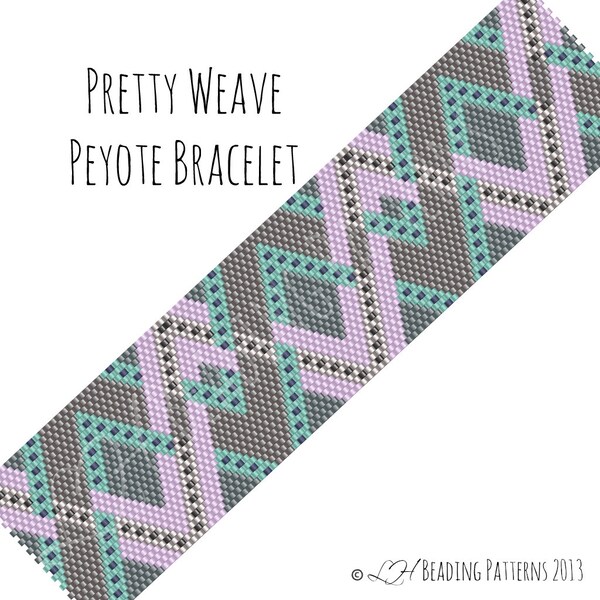 Beadweaving Bracelet Pattern, Pretty Weave Peyote Bracelet Pattern, Digital PDF Pattern - Buy 4 get 1 FREE - Instant Download