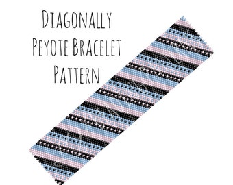 Bracelet Pattern, Diagonally Peyote Cuff Pattern, Digital PDF Pattern - Buy 4 get 1 FREE - Instant Download