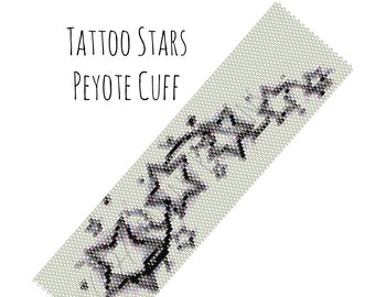 Peyote Bracelet Pattern, Tattoo Stars Peyote Bracelet, Digital PDF Pattern - Buy 4 get 1 FREE - Instant Download