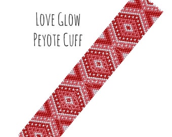Peyote Bracelet Pattern, Love Glow Peyote Bracelet, Digital PDF Pattern - Buy 4 get 1 FREE - Instant Download