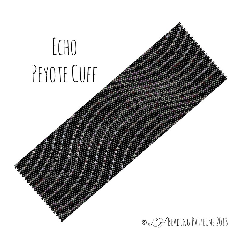 Seed Bead Bracelet Pattern, Echo Wide Cuff Peyote Pattern, Digital PDF Pattern Buy 4 get 1 FREE Instant Download image 1