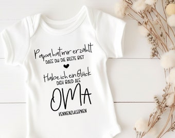 Baby Bodysuit Announce Pregnancy - for Grandma|"Dad told me that you are the best" Grandma Gift, Birth,Baby Bodysuit Long Sleeve & Short Sleeve