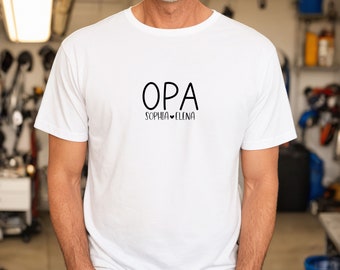 Opa T-Shirt mit Namen von Enkel/in |  Geschenk für alle Opas|Geburtstag| Vatertag | Freund |Geschenkidee| Personalisiert Namen von Enkel/in|