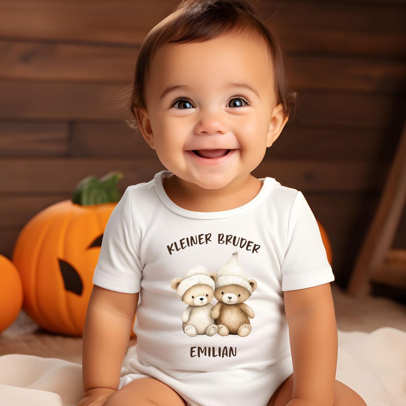 Personalize Baby Bodysuit Little Brother With Name Neutral Customizable