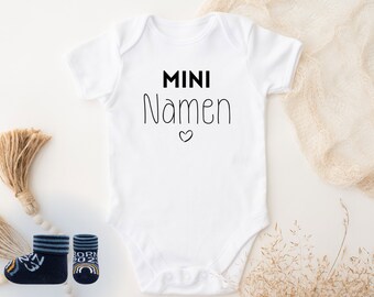 Gift set baby body mini with name/surname and baby socks blue - Born 2023 | white gift box with bow | baby gift