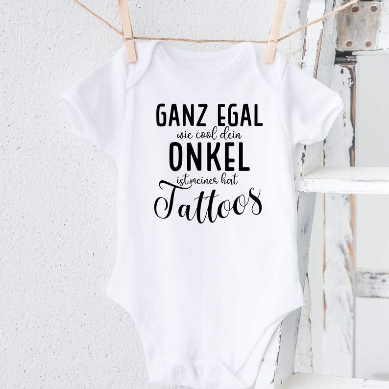 Baby body tattoo uncle No matter how cool your uncle is, mine has tattoos Baby gift, birth, baby bodysuit long sleeve or short sleeve image 2