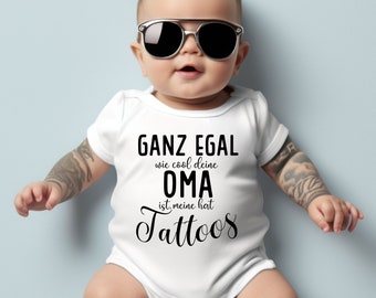 Babybody Tattoo Oma | Ganz egal wie cool deine Oma ist, meine hat Tattoos | Babygeschenk, Geburt,Baby Body Langarm oder Kurzarm