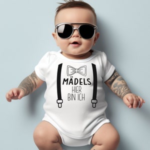 Babybody-Mädels hier bin ich| Babygeschenk, Geburt,Baby Body Langarm oder Kurzarm| Geburtsgeschenk für neugeborenes