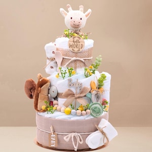 Trend Mama Windeltorte Elefant - Babygeschenkset Mit 27 Windeln & Zubehör (hellblau)