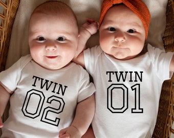 2x baby body baby body twins | 1x Body Twin1 and 1x Body Twin2 | -Baby gift, birth, baby bodysuit long sleeve or short sleeve