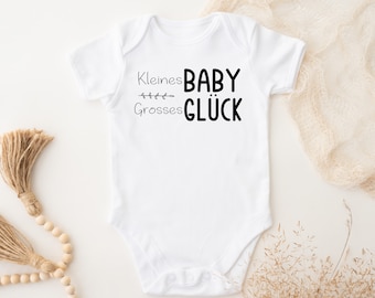 Babybody  handbedruckt mit Spruch | Kleines Baby- Grosses Glück | Baumwolle |Babygeschenk Geburt