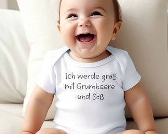 Pfälzer Babybody "Ich werde groß mit Grumbeere und Soß" Geschenk, Geburt,Baby Body Langarm & Kurzarm|Mundart| Pfalz Essen|Pfälzer Kindheit