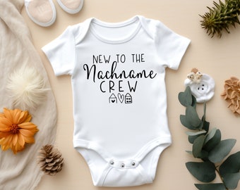 Baby body "New to the Crew" personalized last name - gift, birth, baby body long sleeve & short sleeve