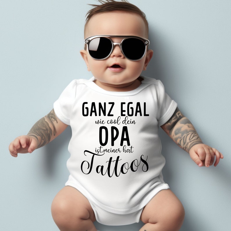 Baby Body Tattoo Grandpa No matter how cool your grandpa is, mine has tattoos Baby gift, birth, baby bodysuit long sleeve or short sleeve image 1