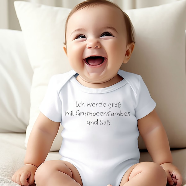 Pfälzer Babybody "Ich werde groß mit Grumbeerstambes und Soß" Geschenk,Geburt,Baby Body Langarm&Kurzarm|Mundart|Pfalz Essen|Pfälzer Kindheit