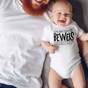 Baby bodysuit hand-printed with saying Hobby I'm proof that Dad doesn't just play football Cotton Baby gift birth dad image 3