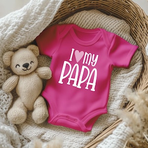 Baby Bodysuit | I love my Papa | Baby gift, birth, baby bodysuit short sleeve, pink | Papa gift