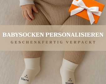 Personalized baby socks with name – Gift for birth & christening – Baby gift with name – Handmade, lovingly packaged