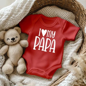 Baby Bodysuit | I Love my Papa | Baby Gift, Birth, Baby Bodysuit Short Sleeve, Red | Papa Gift