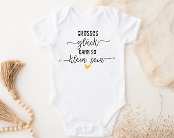 Babybody handprinted with saying | Neutral | Great happiness can be so small| Cotton | Baby gift birth