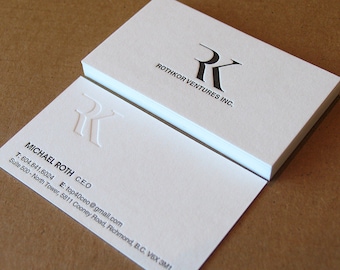 Letterpress Business Cards, Calling Cards, Custom Design, Blind Impression, Crane's Lettra 600gsm