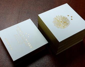 Letterpress Business Cards, Calling Cards, Custom Design,Color Edges, Gold Foil, Crane's Lettra 600gsm