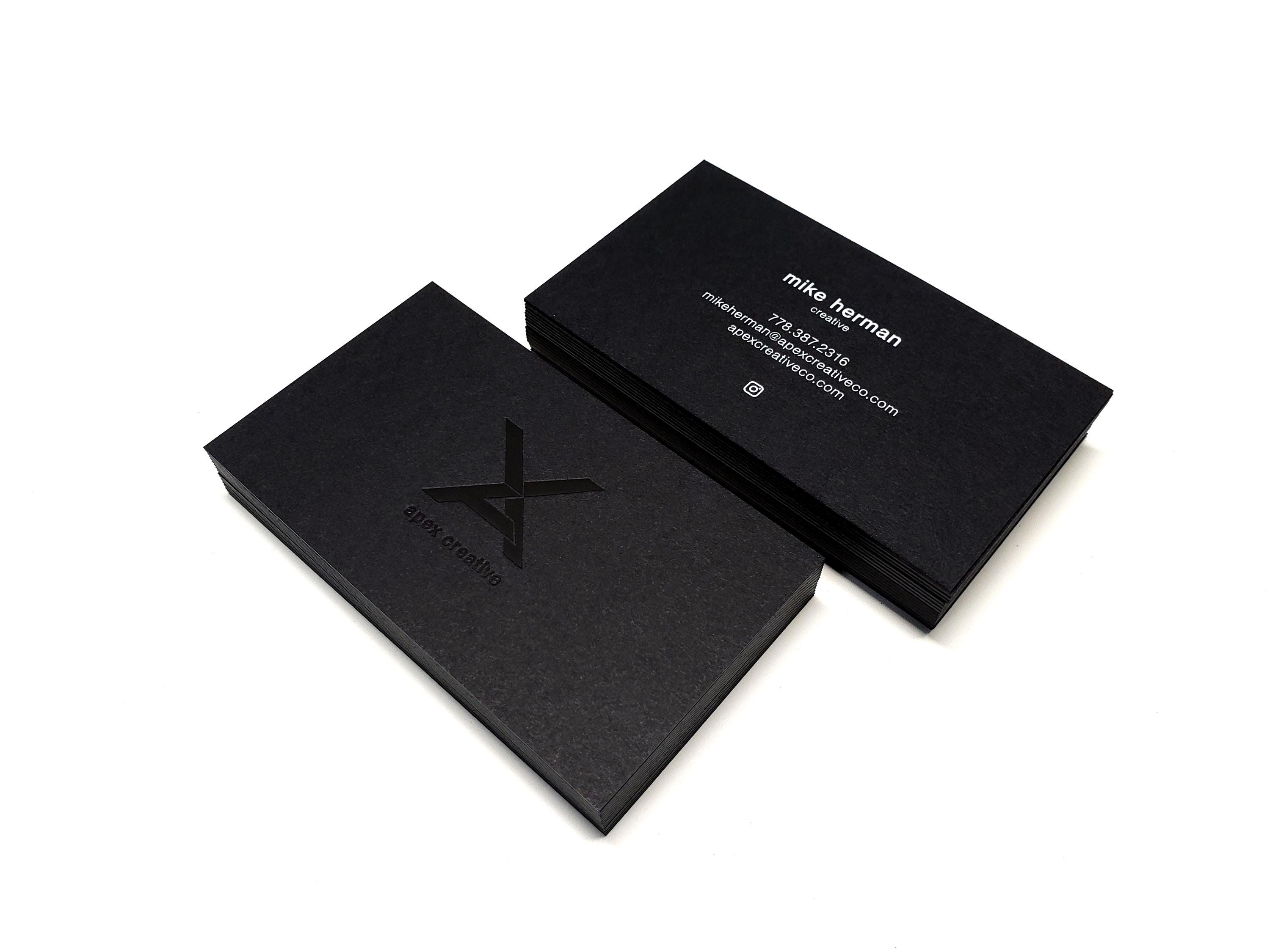 Black Business Cards - 700gsm - 1 Foil Color With Blind Impression