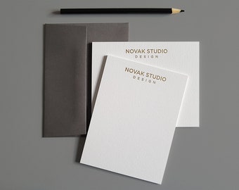 Personalisierte Goldfolie Letterpress Grußkarten | Crane's Letra Baumwollpapier | Benutzerdefinierter Name, Logo, Initiale