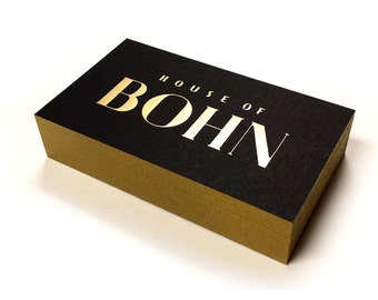 Black Business Cards - 700gsm - Foil on double sided (Matte Gold) +Edge