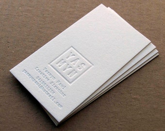 Letterpress Business Cards, Calling Cards, Custom Design, Blind Impression, Crane's Lettra 600gsm