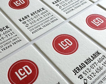 Letterpress Business Cards, Calling Cards, Custom Design, Crane's Lettra 600gsm