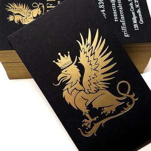 Cartes de visite noires - 700 g/m² - Film recto-verso (or mat) + bord