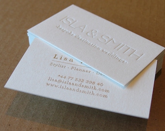 Letterpress Business Cards, Calling Cards, Custom Design - 1 Letterpress + Gold Foil