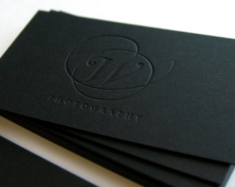 Black Business Cards - 700gsm - 1 Foil color with Blind Impression