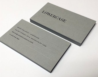 Graue Visitenkarten - Letterpress, Folienprägung