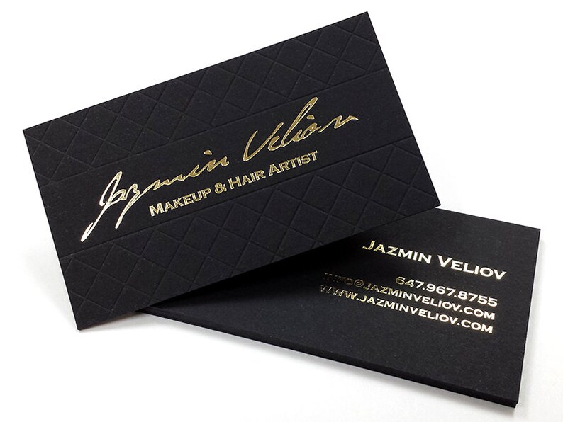 Black Business Cards 700gsm Foil on double sided with Etsy