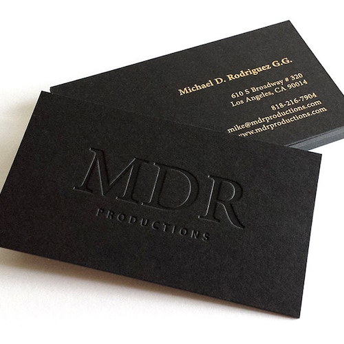 Black Business Cards - 700gsm - 1 Foil Color With Blind Impression