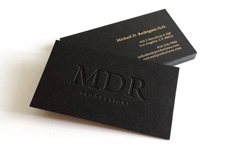 Black Business Cards - 700gsm - 1 Foil Color With Blind Impression