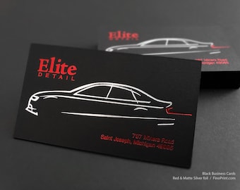 Schwarze Visitenkarten - 700gsm - Folie auf doppelseite