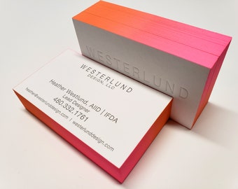 Cartes de visite typographiques, dégradé de couleurs, Crane's Lettra 600 g