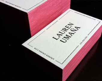 Letterpress Business Cards, Calling Cards, Custom Design,Color Edges, Crane's Lettra 600gsm
