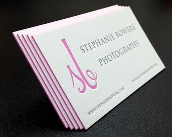 Letterpress Visitenkarten - Doppelseitig mit Kantenbemalung, Crane's Letra 600gsm