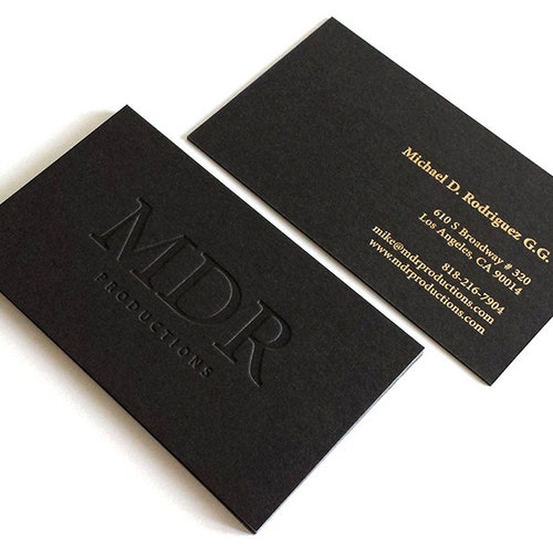 Thick Black Business Cards 700gsm 38pt Foil Stamping Etsy