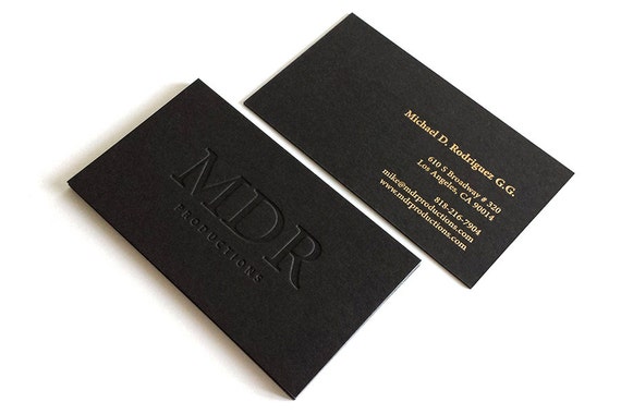 Buy Black Business Cards 700gsm 1 Foil Color With Blind Impression Online in India Etsy