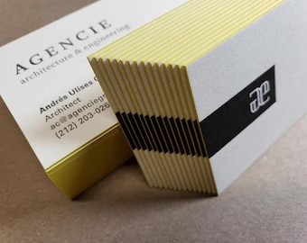 Letterpress Visitenkarten, Visitenkarten, individuelles Design, Farbkanten, Crane's Letra 600gsm