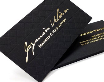 Black Business Cards - 700gsm- Foil on double sided  with Blind Impression
