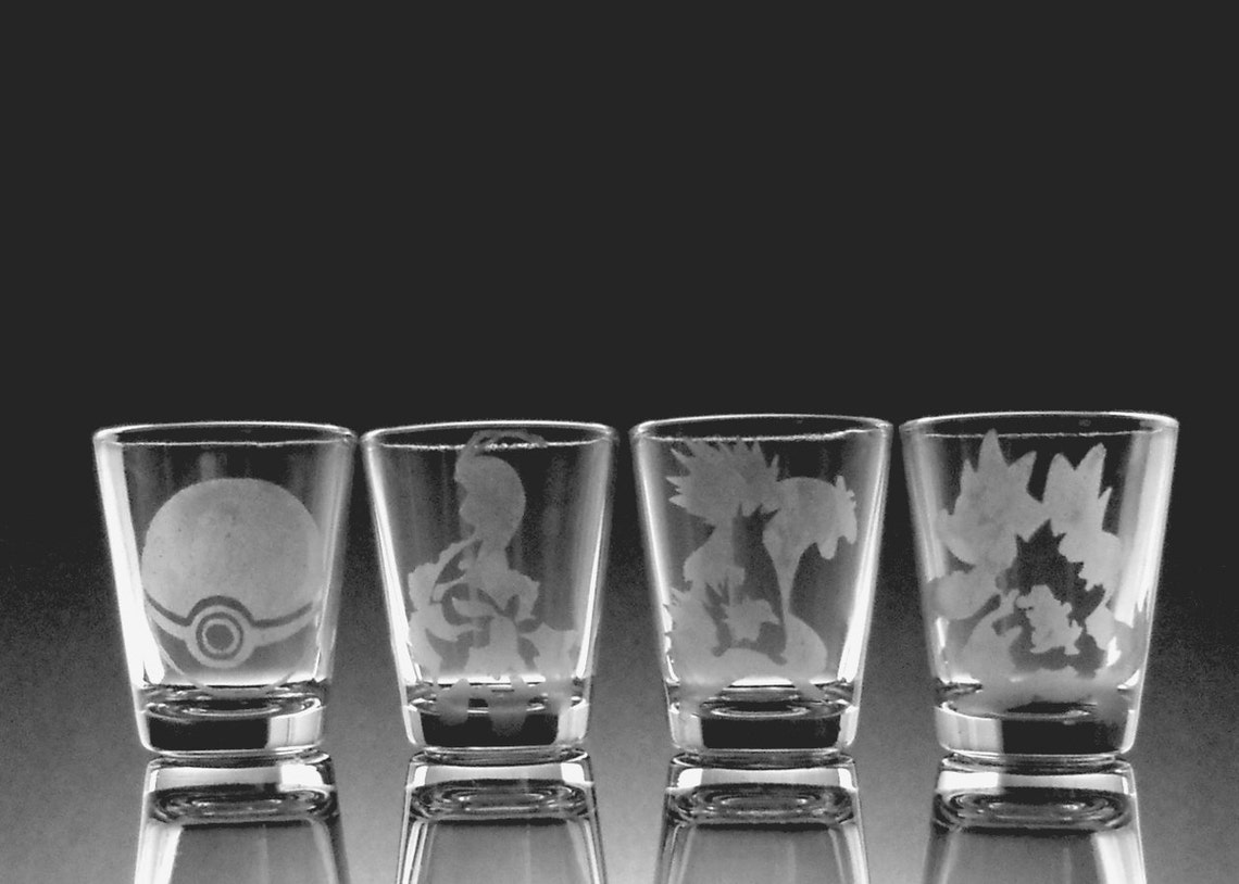 CHOOSE ANY FOUR 4 Pokemon Evolution Etch Shot Glasses Etsy