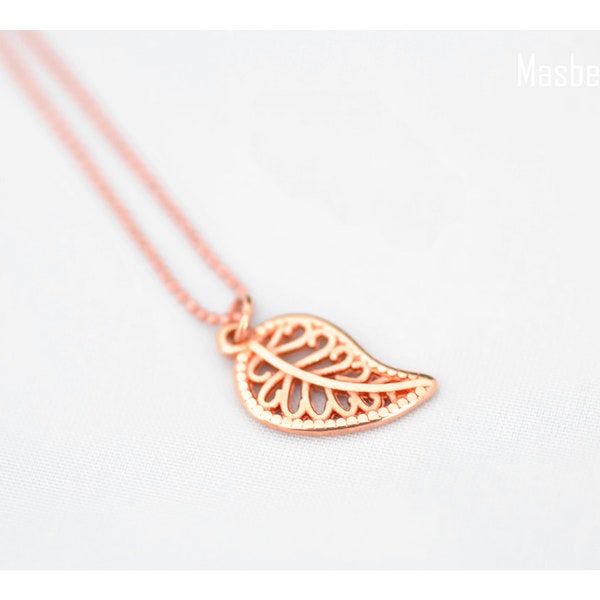 Kette - Rosegold - Blatt