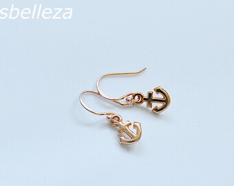 Delicate earrings rose gold plated with small anchors